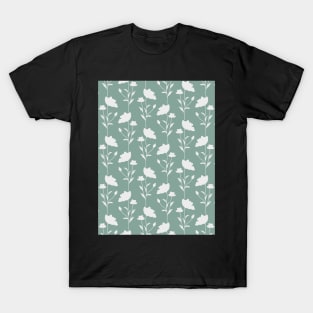 Floral Pattern On Green Sage T-Shirt